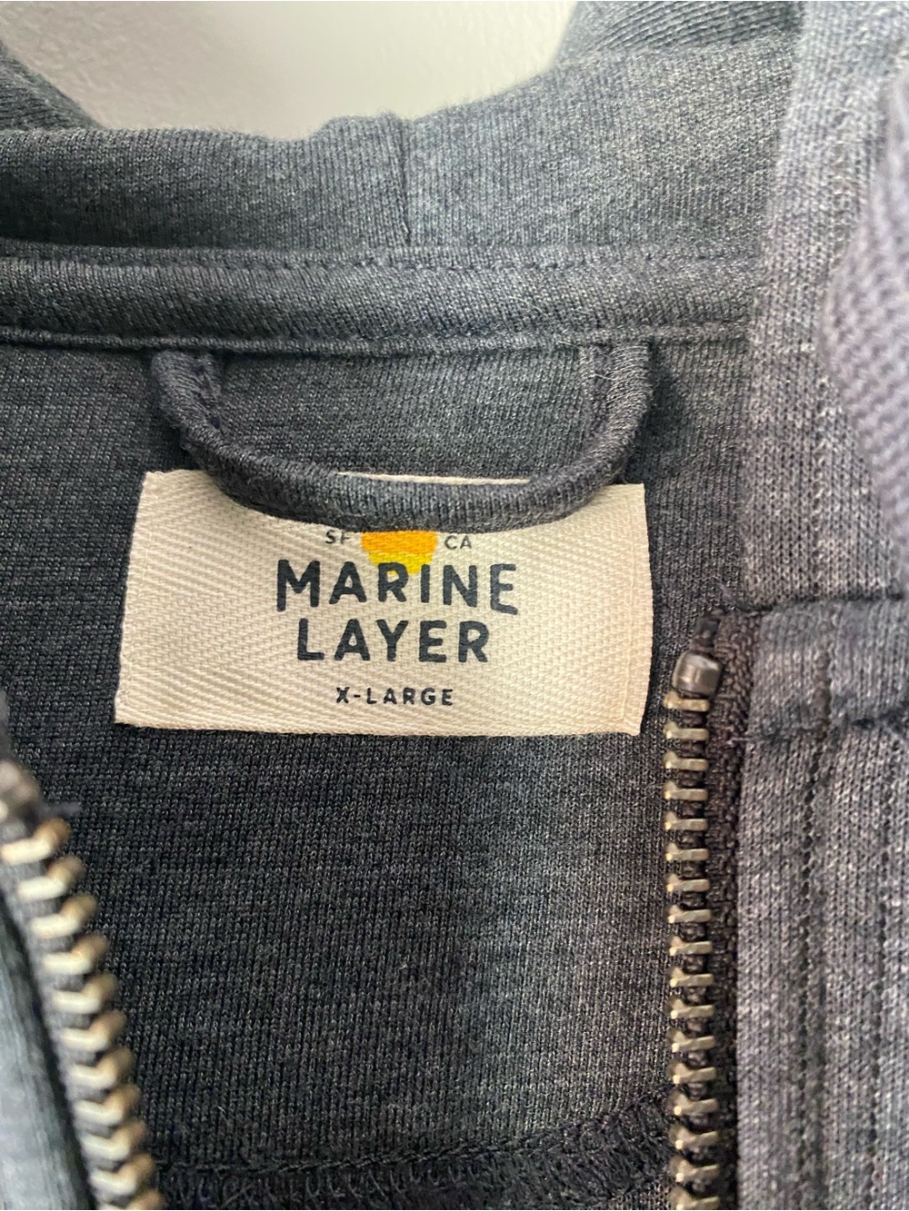 Marine Layer Men's Dark Gray Ribbed Zip-Up Hoodie - Picture 4 of 4